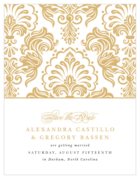 Family and friends are sure to mark their calendars for your wedding when they see our Elegant Damask Save the Date Cards.