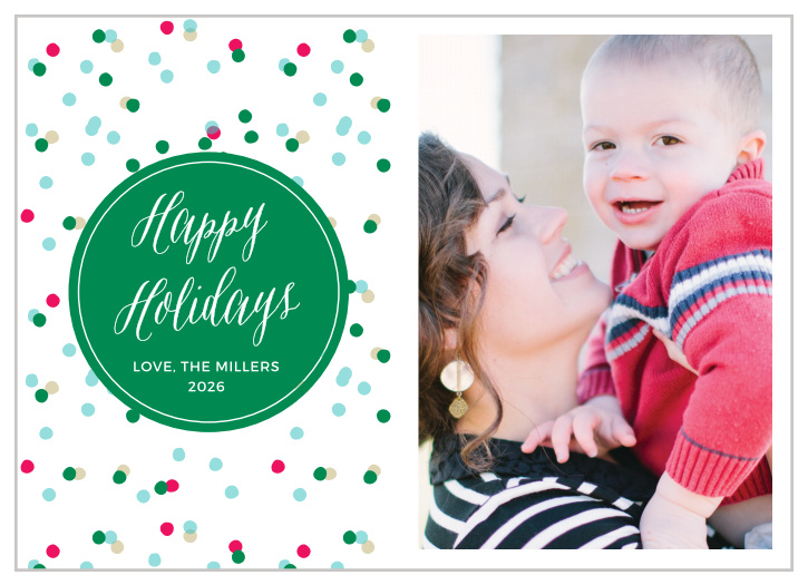 Say a bright "Happy Holidays" this year with the Bright Confetti Holiday Cards. 