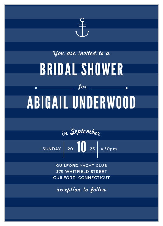 Set sail for fun with the Modern Nautical Bridal Shower Invitation from the Crafty Pie Collection at Basic Invite.