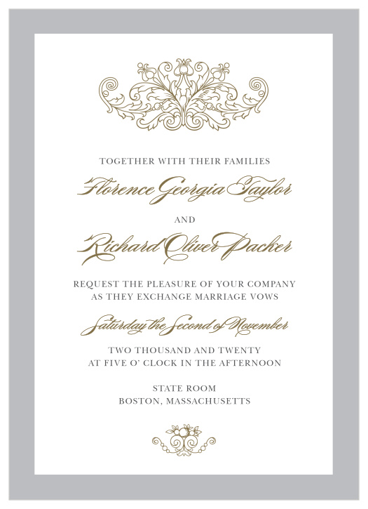 Formally invite guests to celebrate your union with the Vintage Damask Wedding Invitations from the Crafty Pie Collection at Basic Invite.