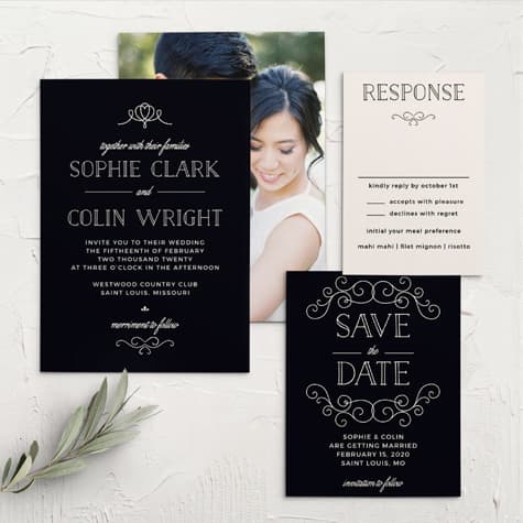 Classic Penmanship Wedding Invitations