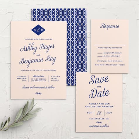 Diamond Monogram Wedding Invitations