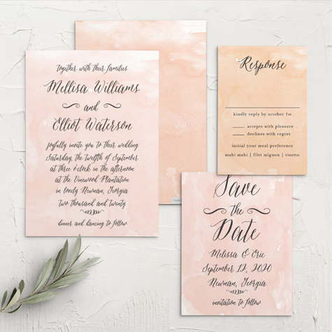 Watercolor Script Wedding Invitations
