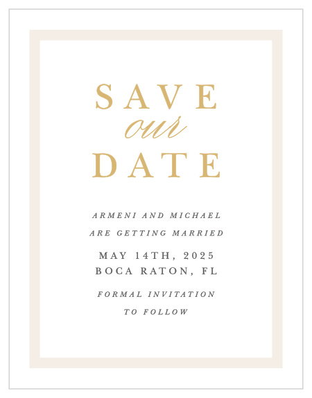 Announce your big news with our modern Simple Border Save the Date Cards!
