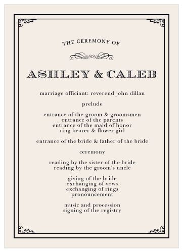 Grand Victorian Wedding Programs
