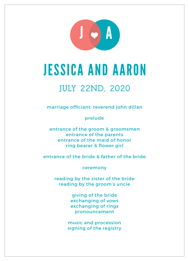 Modern Venn Wedding Programs