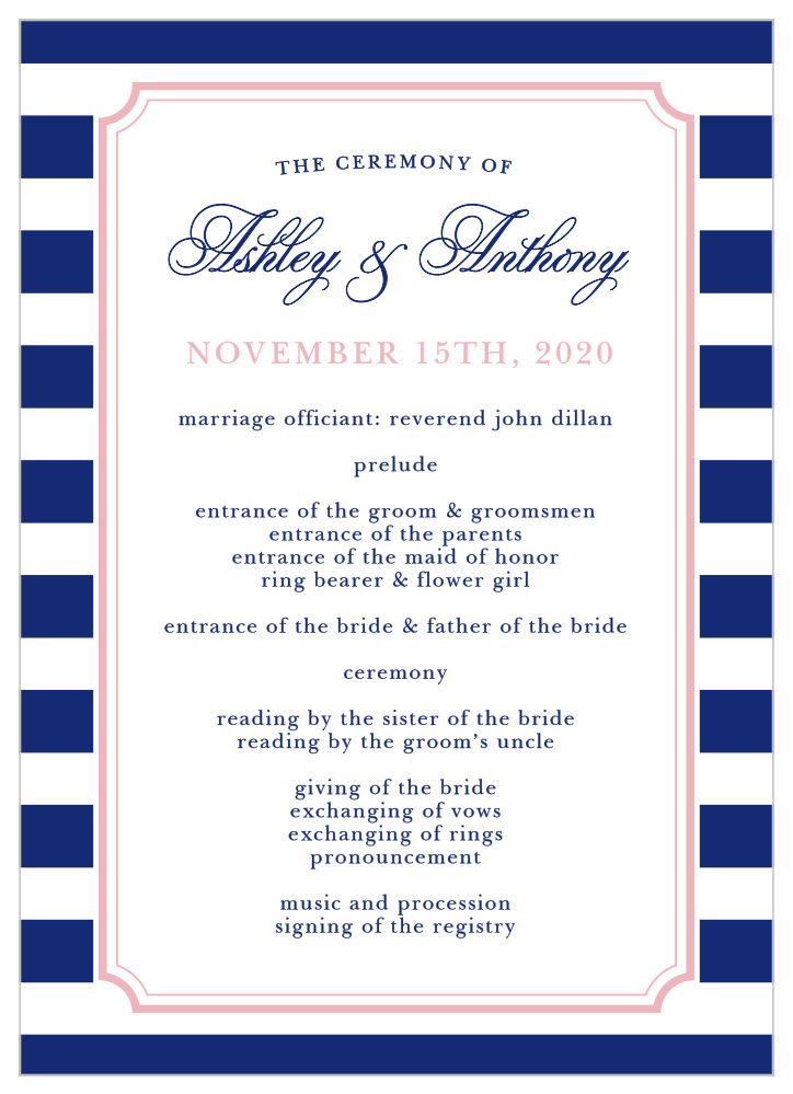Preppy Stripe Wedding Programs