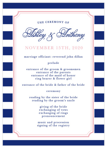 Preppy Stripe Wedding Programs
