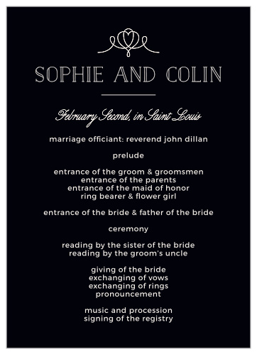 Classic Penmanship Wedding Programs
