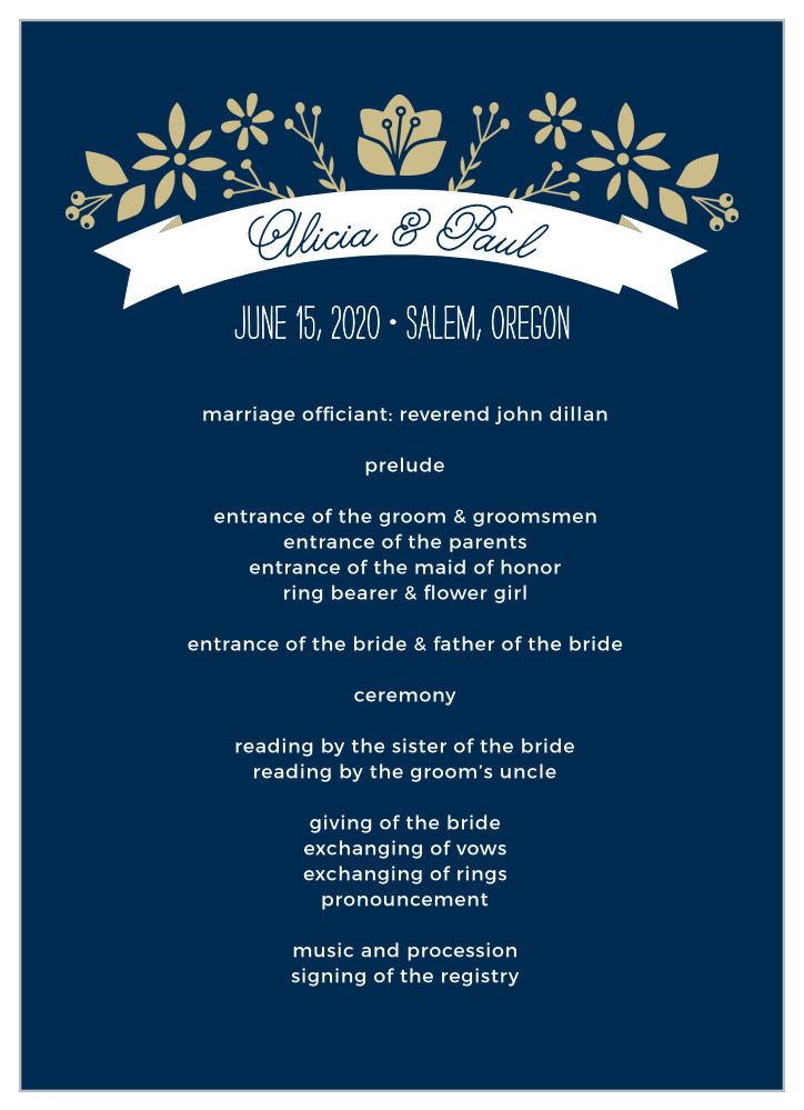 Folksy Floral Wedding Programs