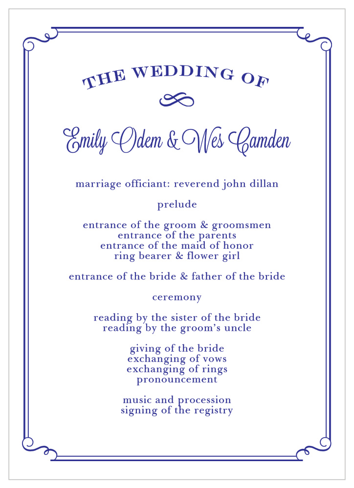 Handwritten Deco Wedding Programs