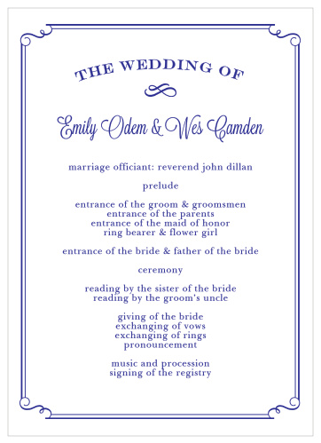 Organize your ceremony with the elegance of the Handwritten Deco Wedding Programs.