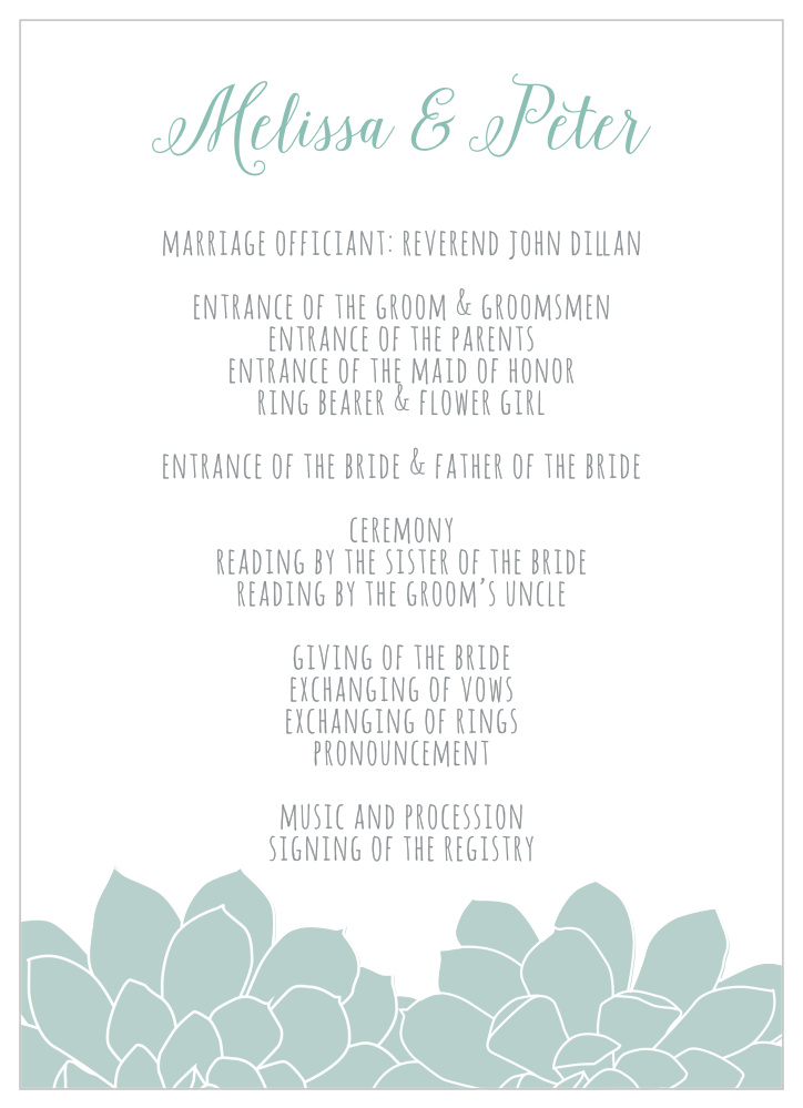Sweet Succulents Wedding Programs
