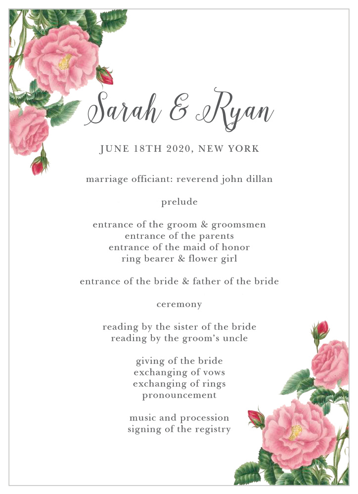 Budding Blooms Wedding Programs