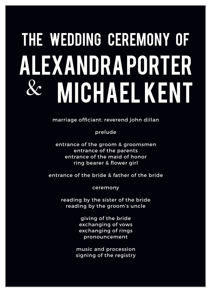 Modern Poster Wedding Programs