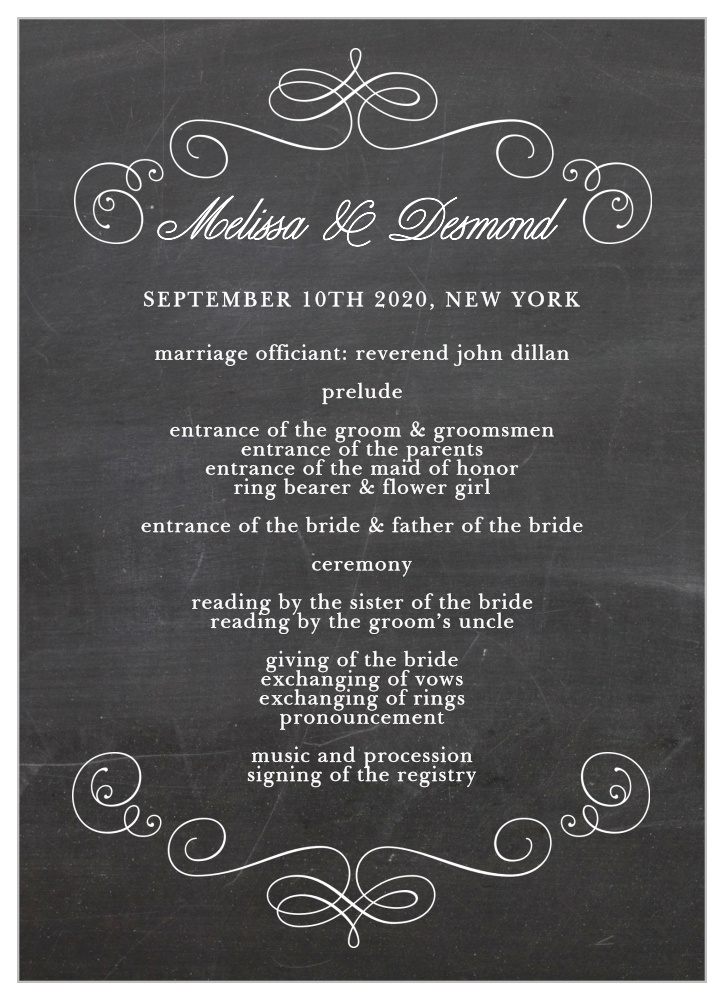 Fancy Chalkboard Wedding Programs