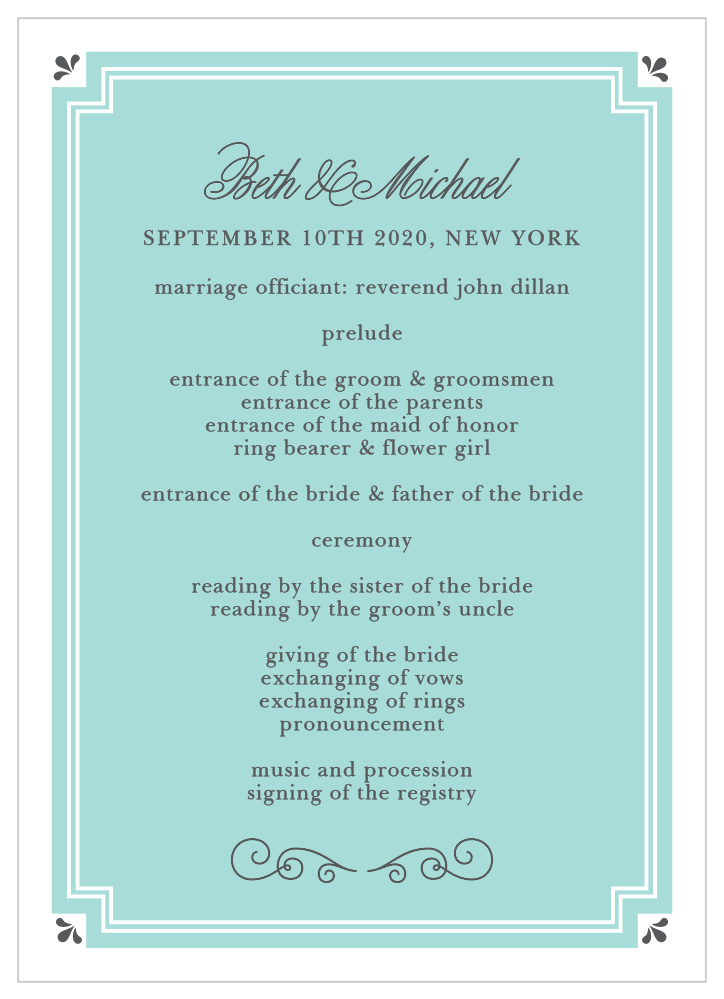 Parisian Chic Wedding Programs