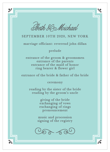 Parisian Chic Wedding Programs