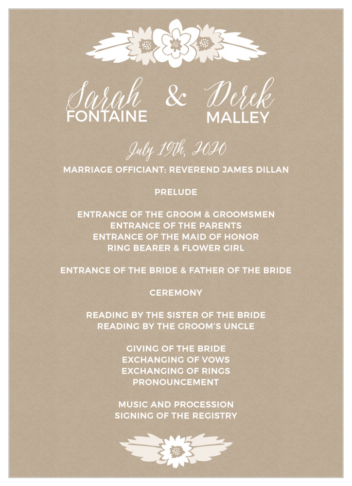 Rustic Floral Wedding Programs