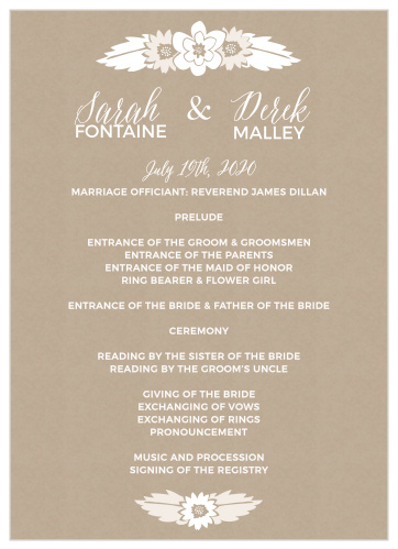 Rustic Floral Wedding Programs