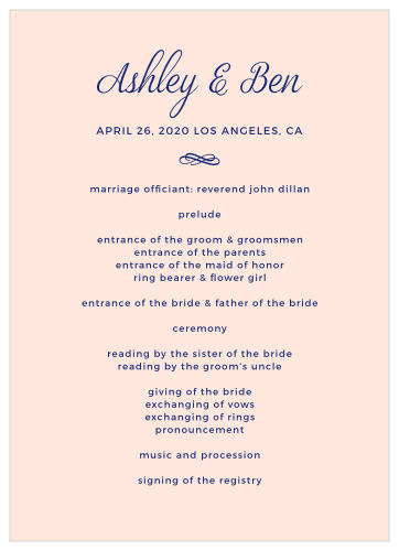 Diamond Monogram Wedding Programs