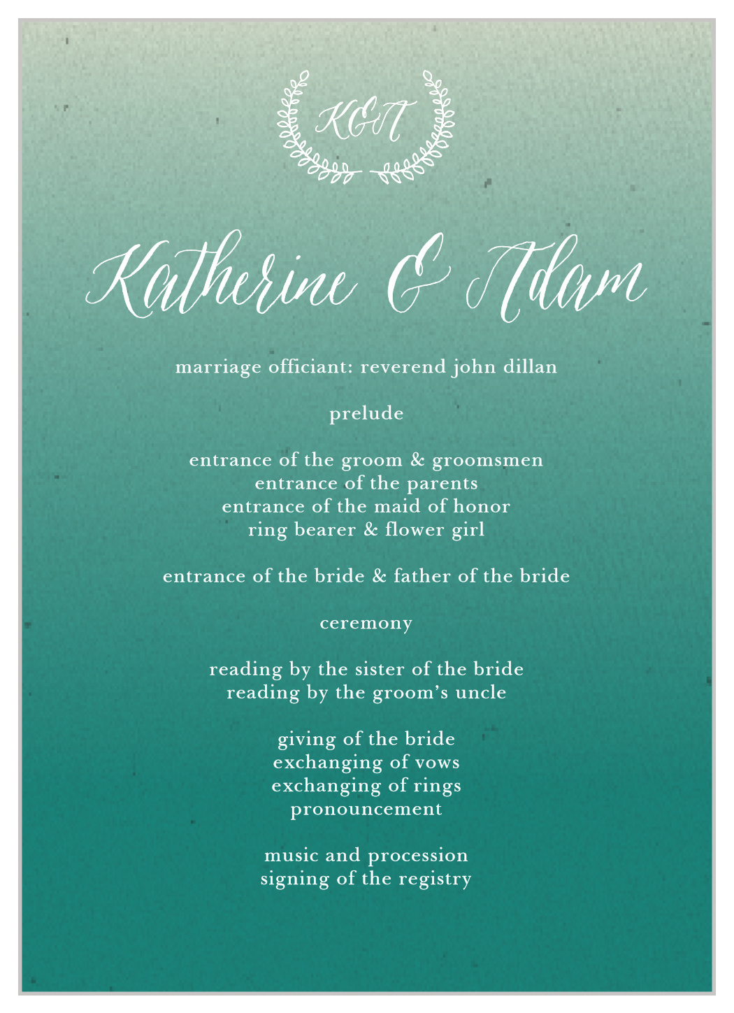 Rustic Ombre Wedding Programs