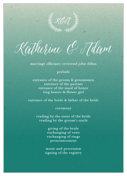 Rustic Ombre Wedding Programs