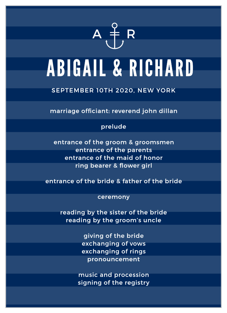 Modern Nautical Wedding Programs