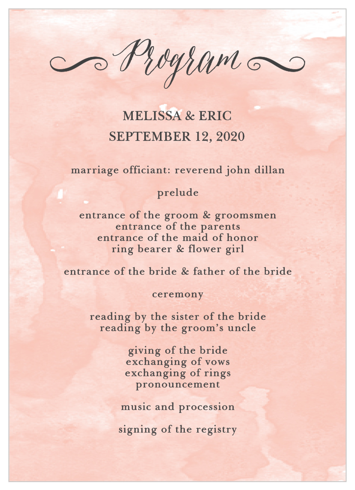 Watercolor Script Wedding Programs
