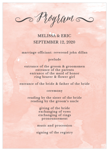 Watercolor Script Wedding Programs