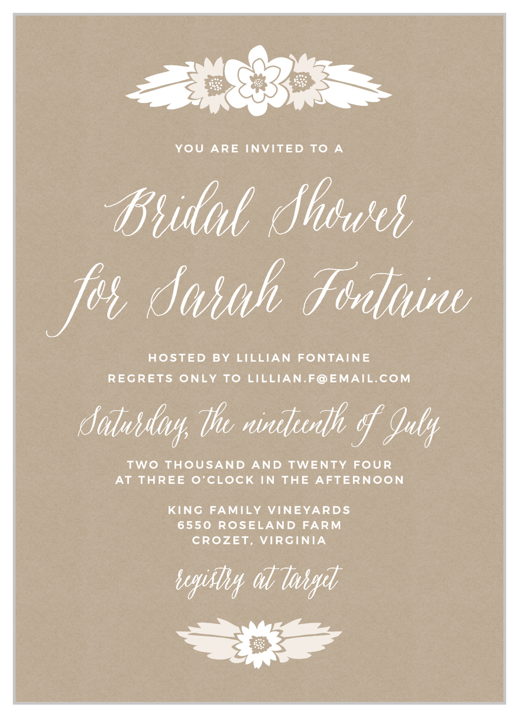 Rustic Floral Bridal Shower Invitations