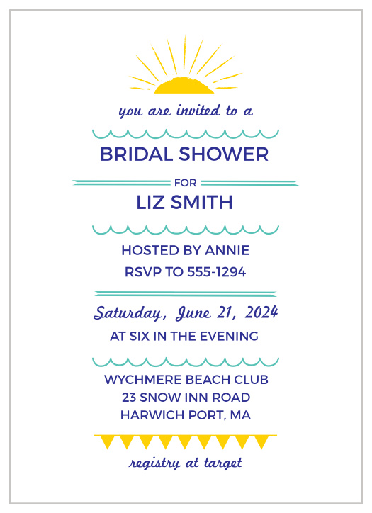 A cute, doodle style makes the Modern Beach Bridal Shower Invitations fun and laid-back.