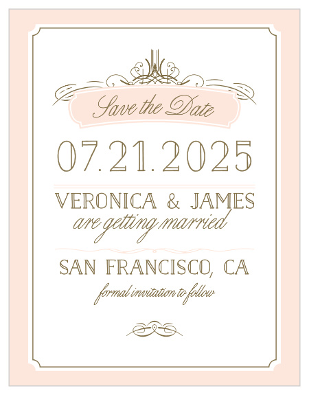 Catch the attention of friends and relatives with the Opulent Frames Save-the-Date Cards from the Crafty Pie Collection at Basic Invite. 