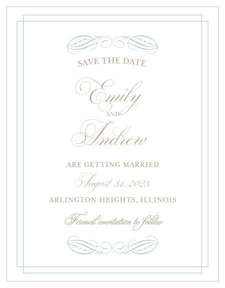 Announce your wedding with the elegance of the Emily Swash Save-the-Date Cards. 
