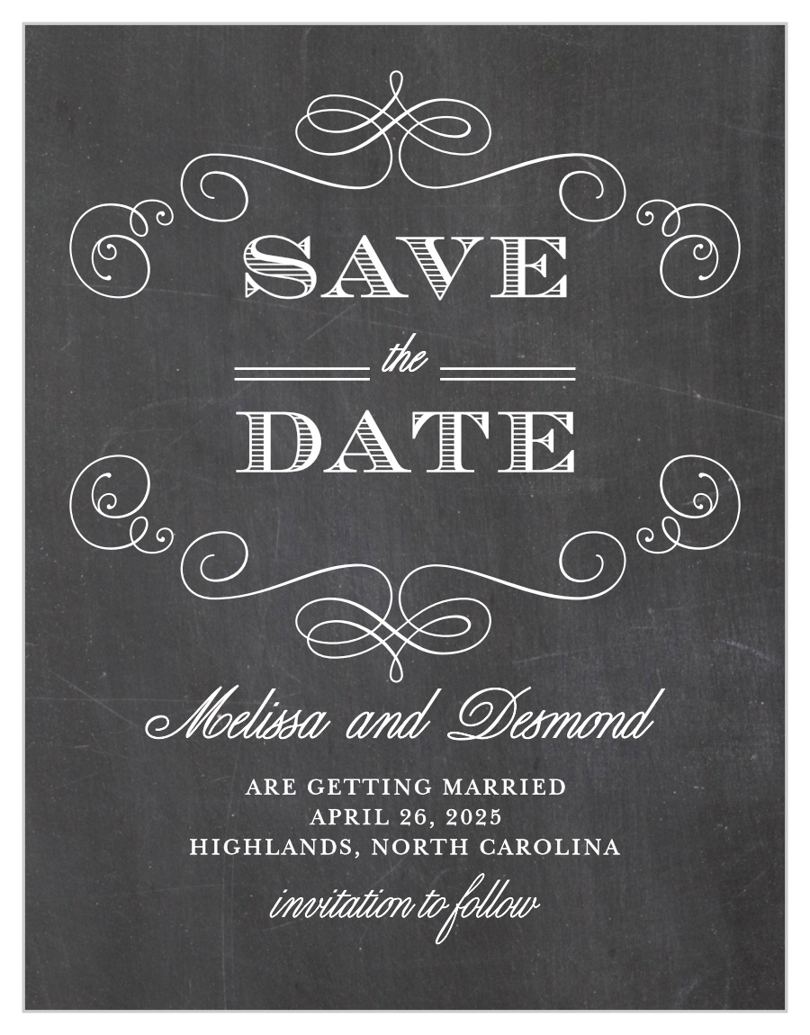 Fancy Chalkboard Save the Date Cards