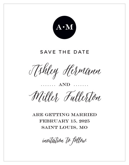 Announce your contemporary event with the Modern Elegant Save-the-Date Cards from the Crafty Pie Collection at Basic Invite. 
