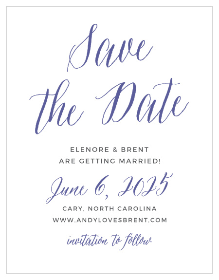 The Rustic Script Save-the-Date Cards are part of the Crafty Pie collection by Basic Invite.  Now you can take your favorite save the date design and instantly personalize it online with real-time previews.
