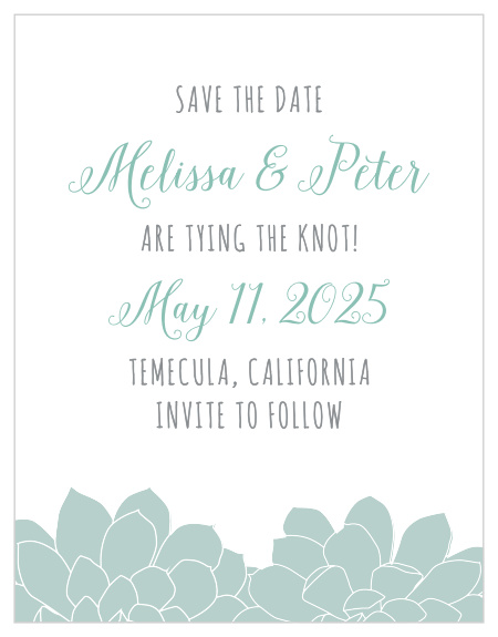 Announce your wedding with the Sweet Succulents Save-the-Date Cards from the Crafty Pie Collection at Basic Invite. 