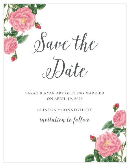 Completely customize the text of the Budding Blooms Save-the-Date Cards. 