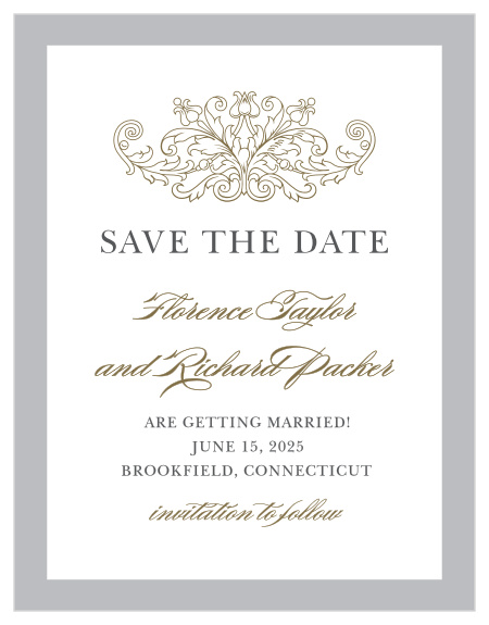 Formally announce your wedding with the Vintage Damask Save-the-Date Card