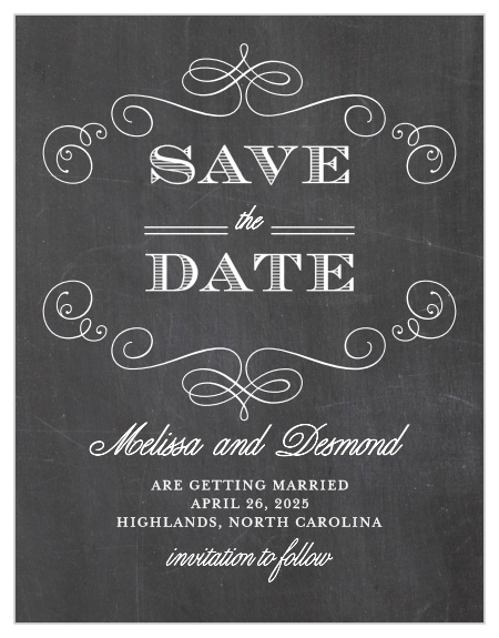 Make the Fancy Chalkboard Save-the-Date Magnets your own by adding your colors, text, and even photos with a real-time preview of every change.