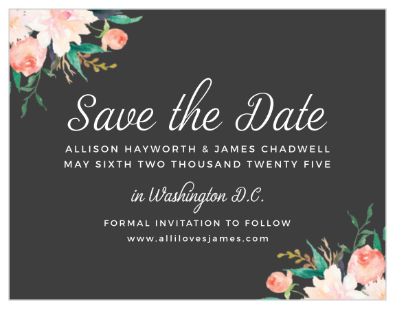 Watercolor flowers frame your announcement on the Blossoming Love Save-the-Date Magnets.