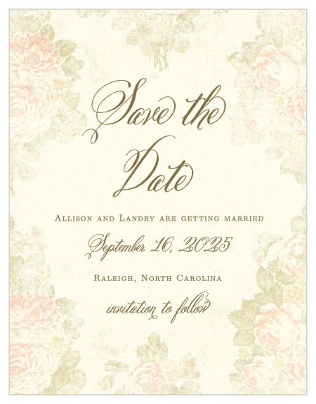 Announce to friends and family you're getting married with the timeless elegance of the Romantic Vintage Save-the-Date Magnets.