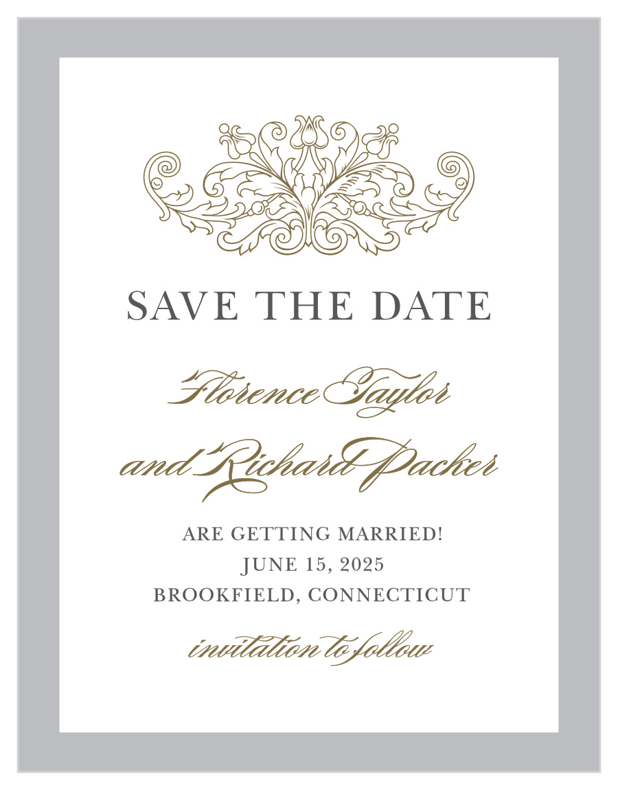 Vintage Damask Save the Date Magnets