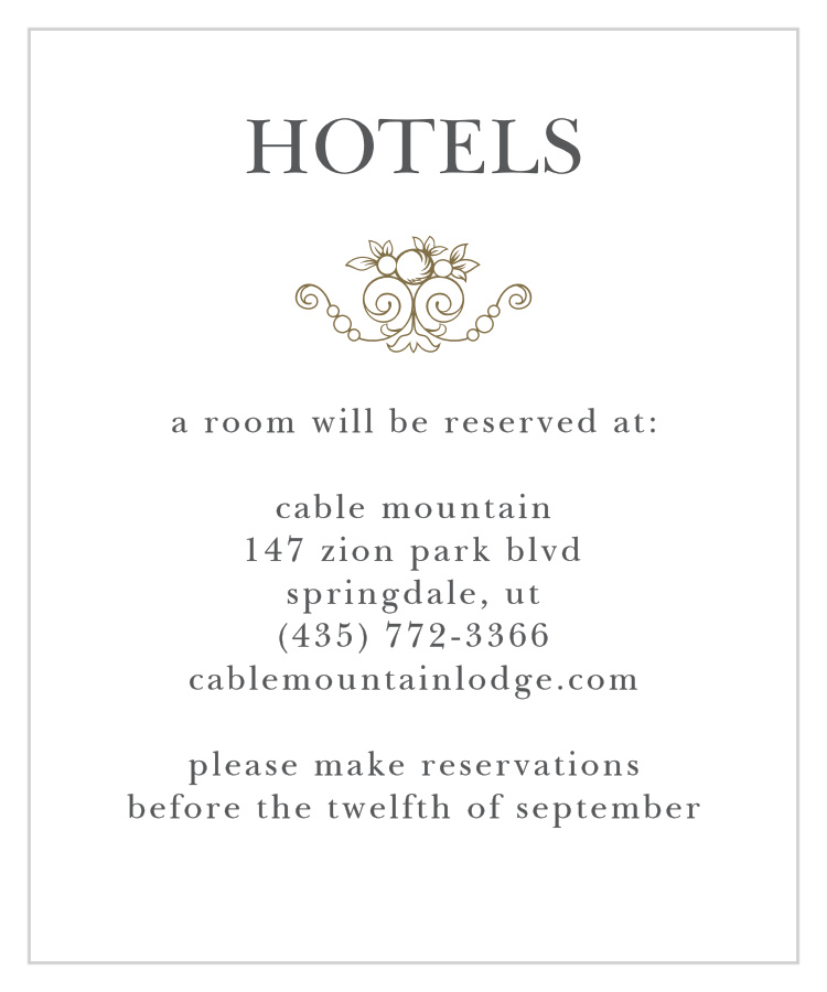 Vintage Damask Accommodation Cards