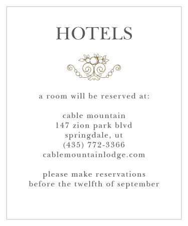 Vintage Damask Accommodation Cards