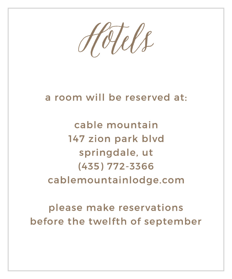 Rustic Lace Accommodation Cards