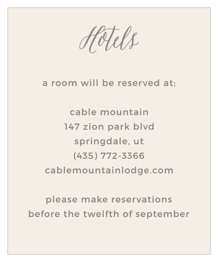 Rustic Floral Accommodation Cards