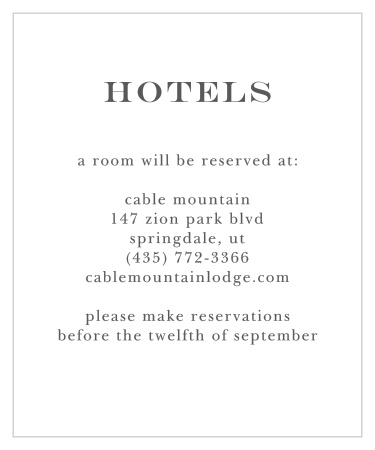 Elegant Script Accommodation Cards