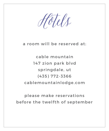 Rustic Script Accommodation Cards
